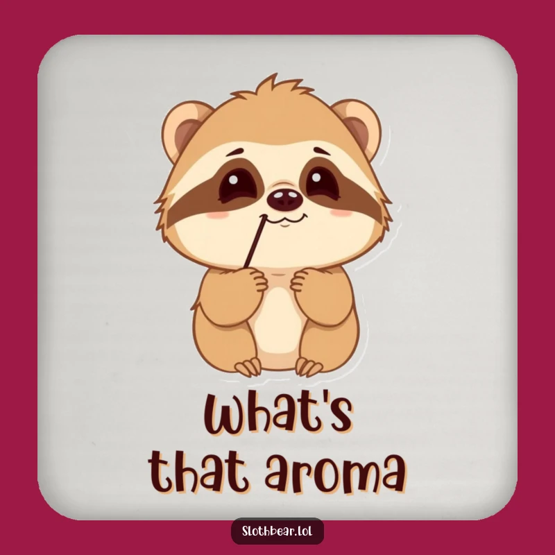 Funny Sloth Bear Coaster: Curious Sniffing Design, Tabletop Gift