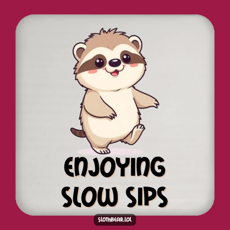 Funny Sloth Bear Coaster: Happy Shuffle Design, Tabletop Gift