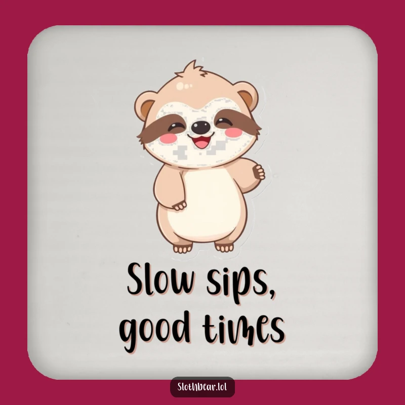 Funny Sloth Bear Coaster: Protect Surfaces With Joyful Laziness!