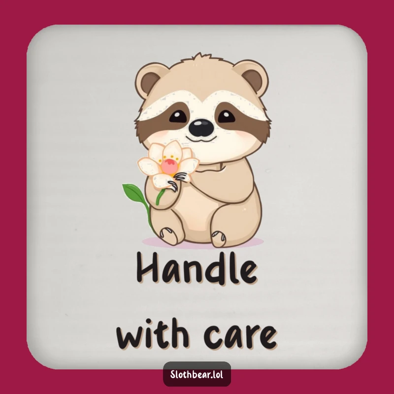 Artistic Funny Sloth Bear Flower Coaster: Protect Surfaces with Elegance, Ideal Funny Gift!