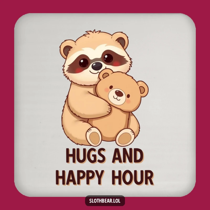 Funny Sloth Bear Coaster: Protect Surfaces With a Cozy Hug!