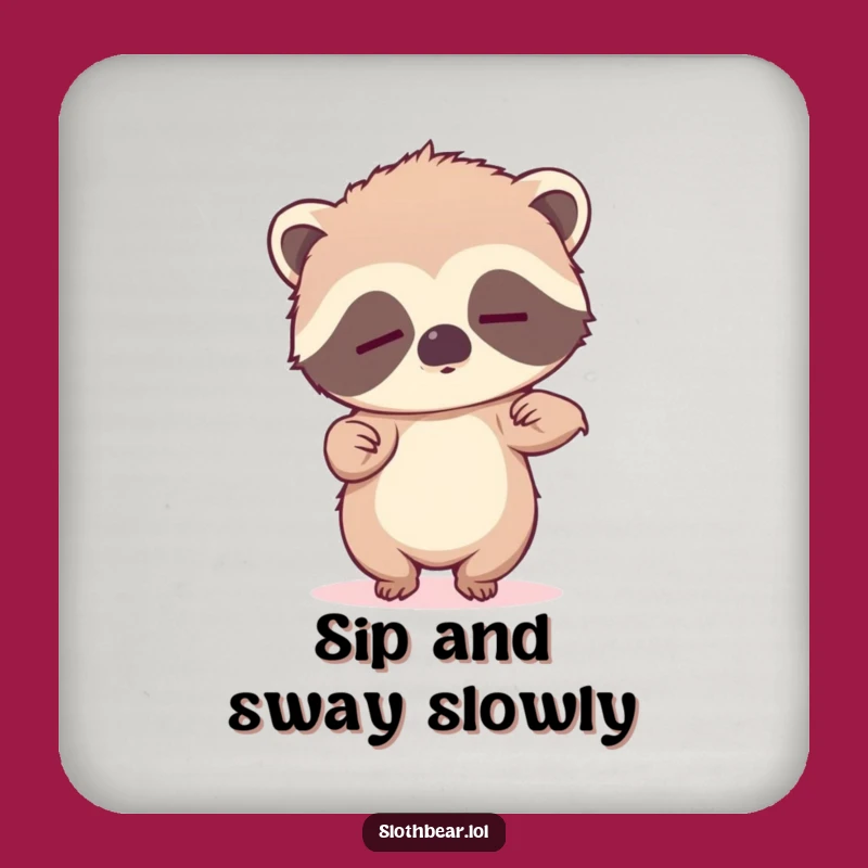Funny Sleepy Sloth Bear Coaster: Protect Surfaces with Adorable, Humorous Animal Art