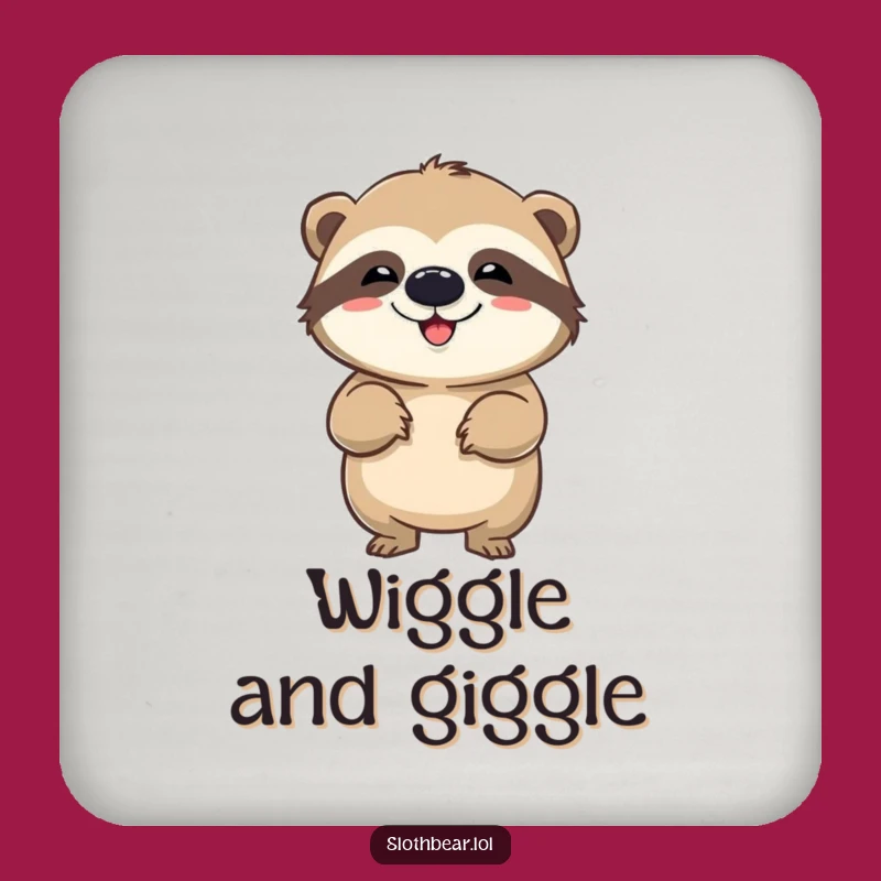 Funny Sloth Bear Wiggle Drink Coaster - Protect Surfaces with Dancing Humor