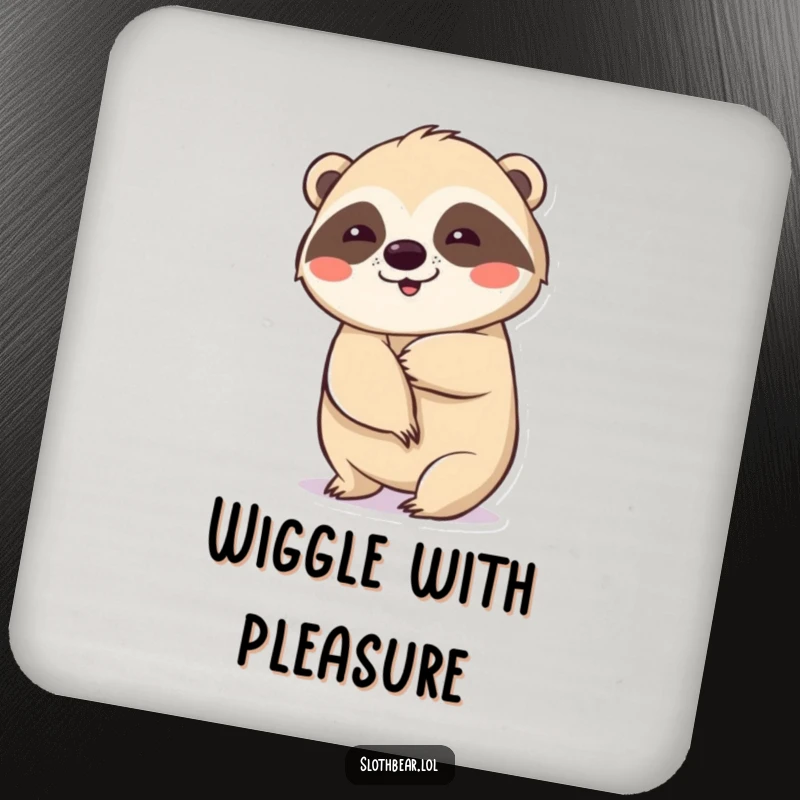 Funny coasters featuring a sloth bear doing a slow, deliberate wiggle, adding a touch of playful decor.