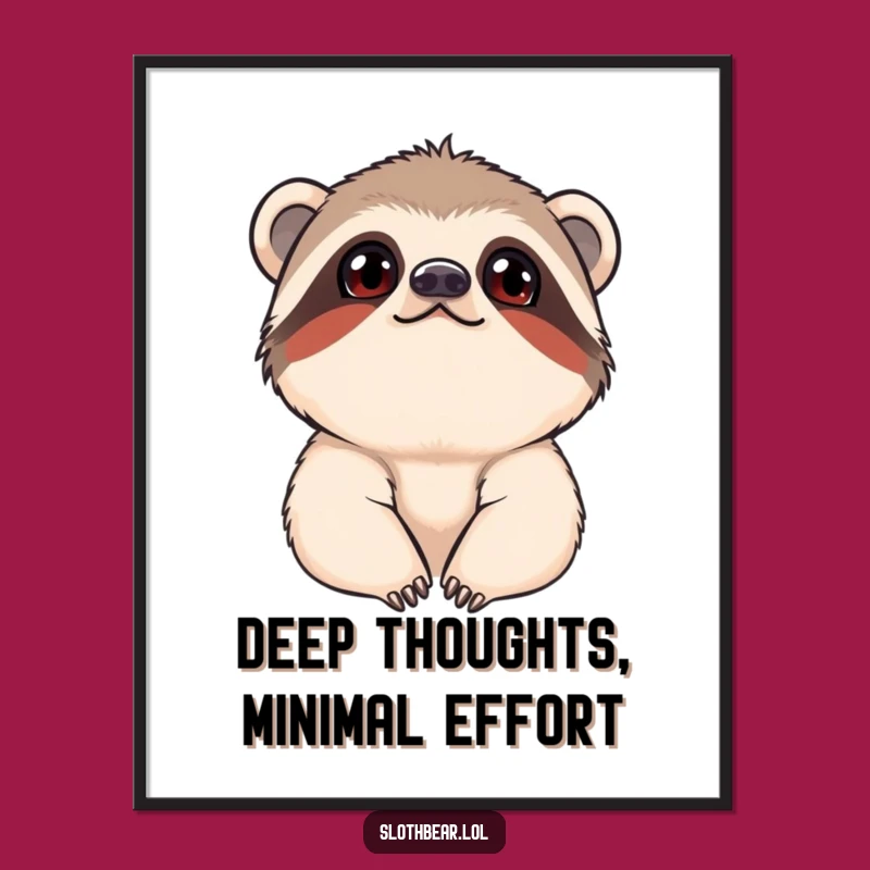 Funny Curious Sloth Bear Poster: Adorn Your Walls with This Whimsical Art Print