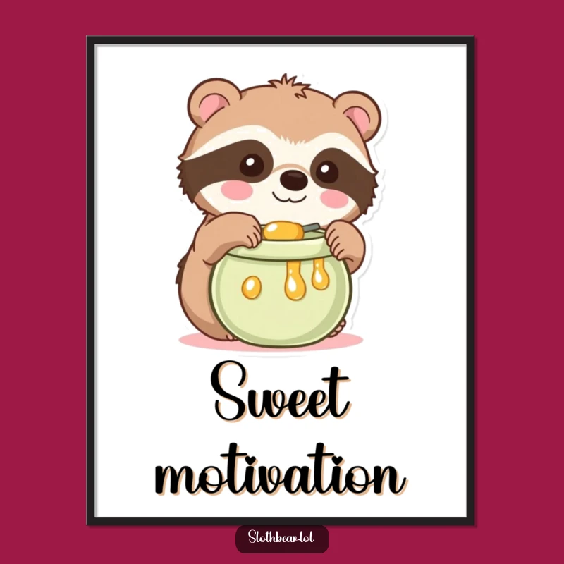 Funny Kawaii Sloth Bear Poster: Adorable Art for a Sweet and Funny Gift