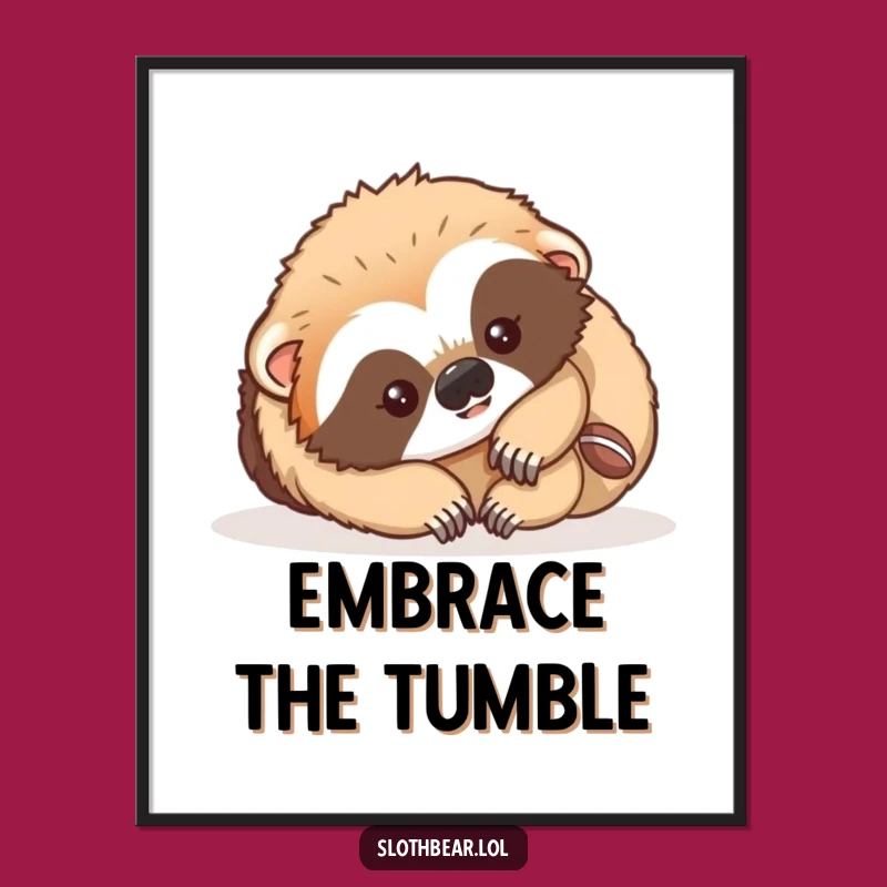 Funny Playful Sloth Bear Cub Poster: Decorate with Joyful Clumsiness