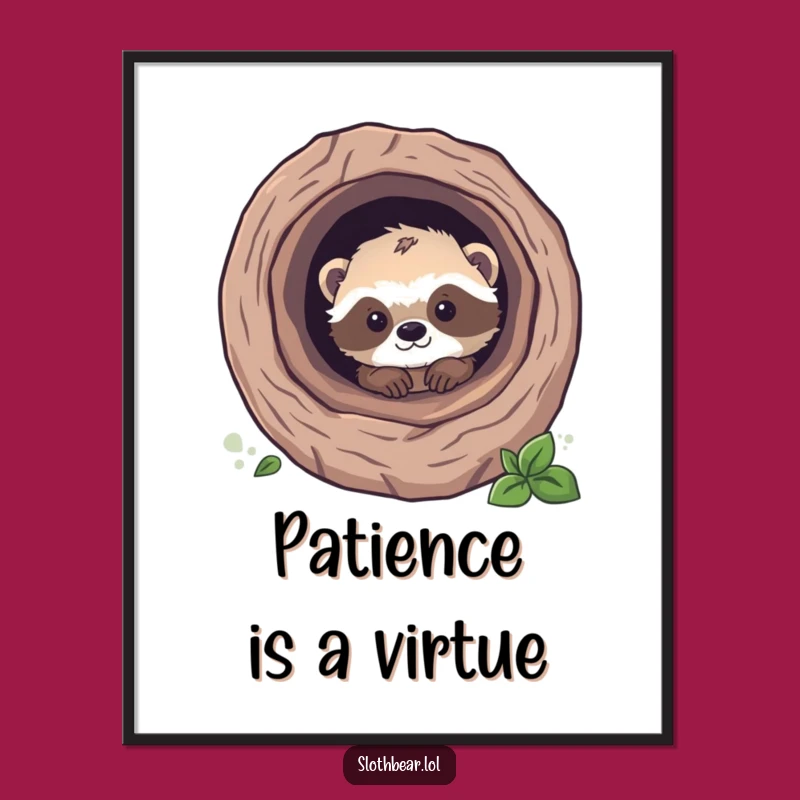 Funny Sloth Bear Cub Poster: Adorable Peek Art, Premium Funny Wildlife Decor Gift