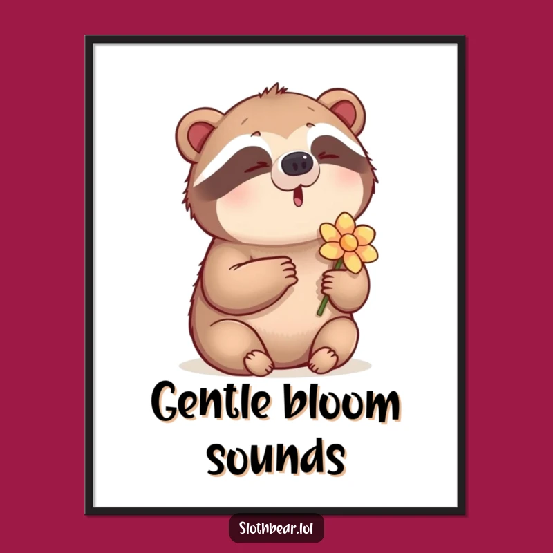 Funny Sloth Bear Humming Poster: Bring Musical Serenity and Floral Art Home