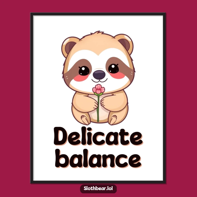 Funny Sloth Bear Poster: Cute Kawaii Art, Perfect Gentle Funny Gift!