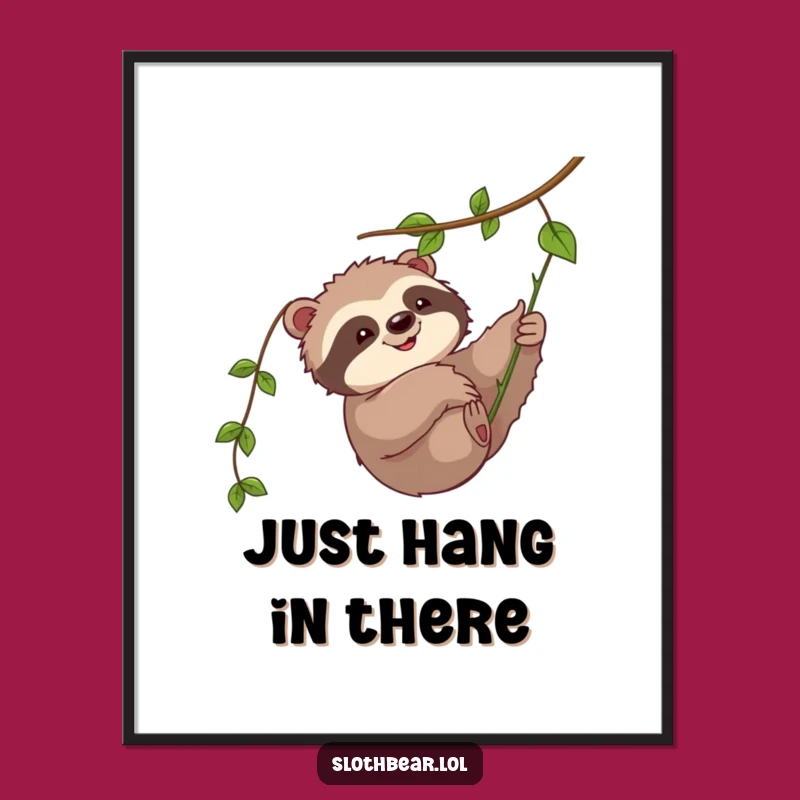 Funny Sloth Bear Vine Swat Poster: Adorable Wall Art For Playful Spaces