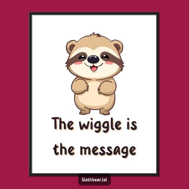 Funny Sloth Bear Wiggle Poster - Dynamic Wall Art for Instant Joy and Laughter