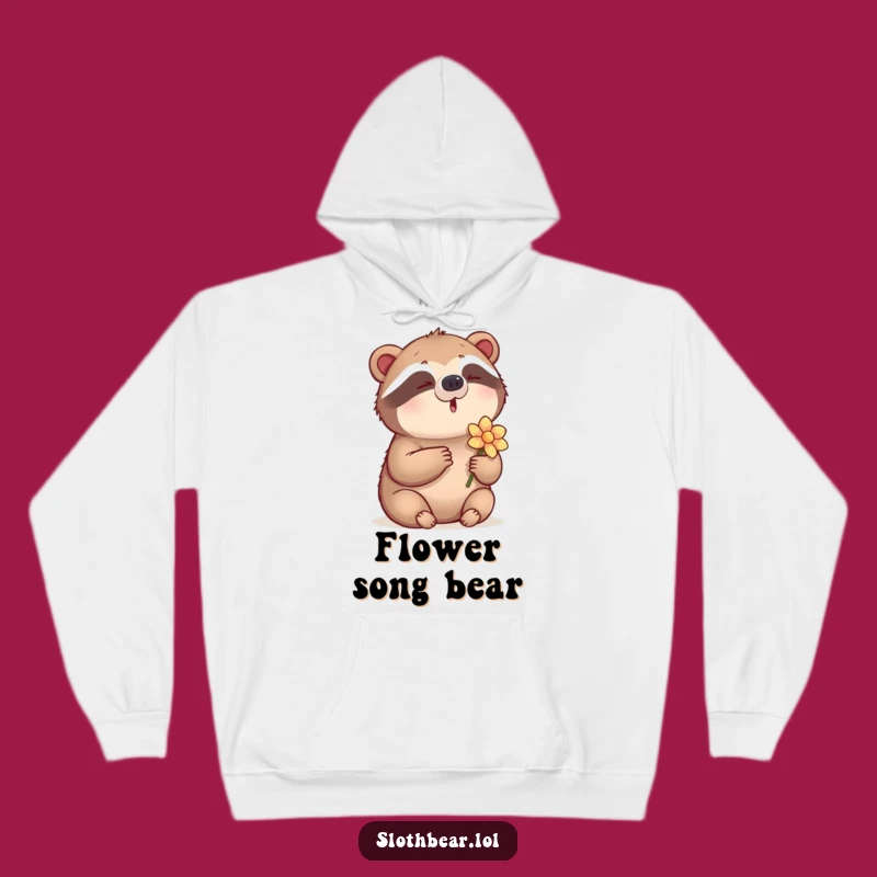 Cozy Funny Sloth Bear Hoodie: Wrap Yourself in Musical Comfort and Flowers