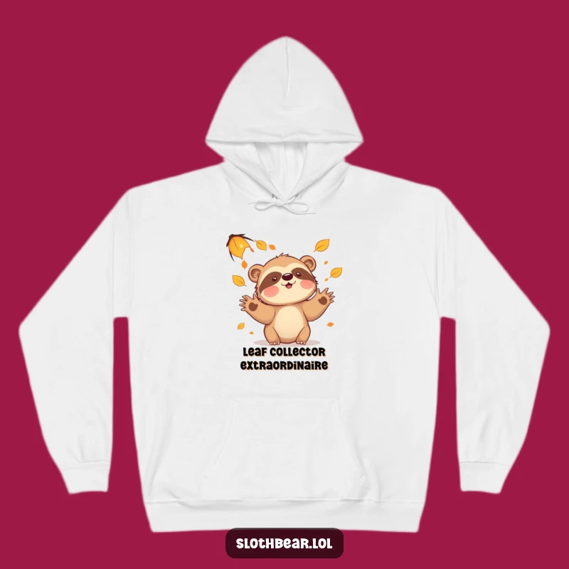 Funny Sloth Bear Leaves Hoodie - Cozy Autumn Vibes & Playful Comfort