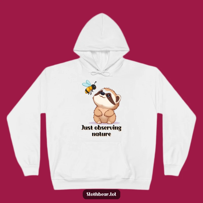 Funny Sloth Bear & Bee Hoodie: Cozy Wildlife Comfort, Perfect Humorous Present