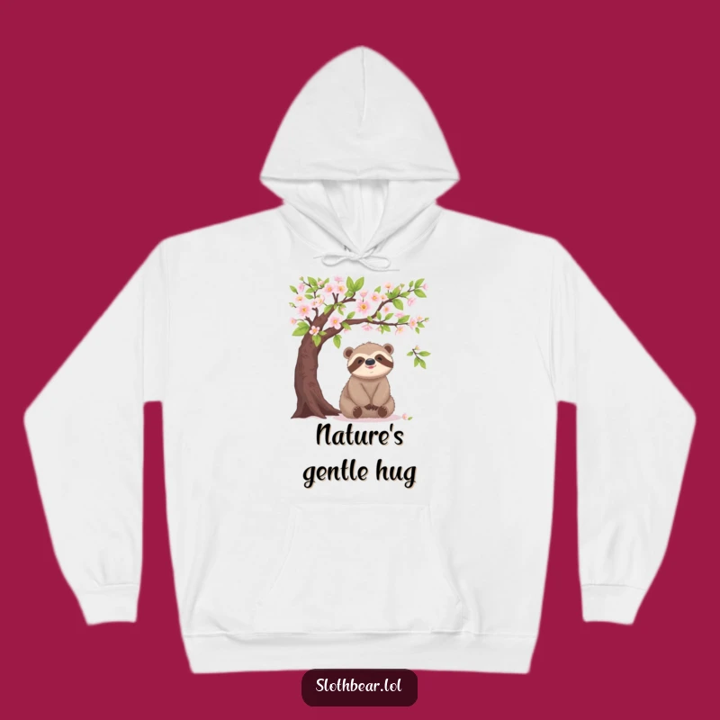 Funny Sloth Bear Blooming Tree Hoodie – Cozy & Relaxed Fun!
