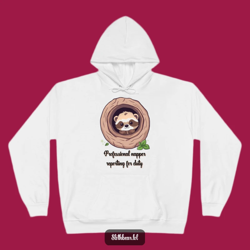 Cozy Funny Sloth Bear Cub Hoodie: Adorable Peek Design, Ultimate Funny Animal Gift