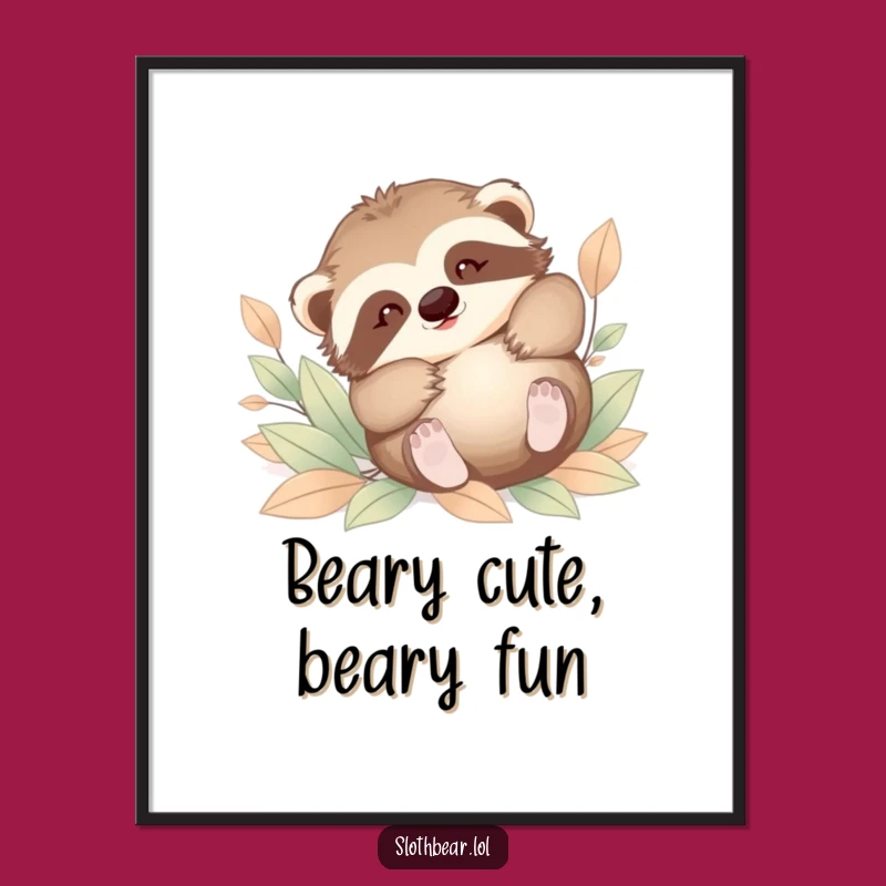 Free Printable Baby Sloth Bear Wall Art: Playful Tumble Downloadable Decor