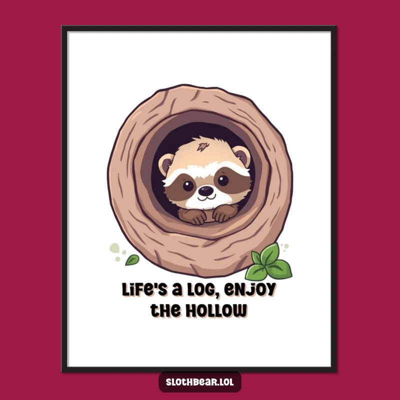 Free Printable Sloth Bear Cub Wall Art: Funny Downloadable Cub Peek Decor Gift