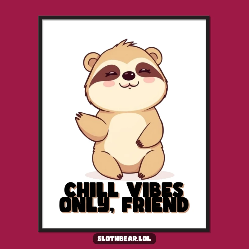 Free Printable Sloth Bear Waving Art - Funny Downloadable Wall Decor