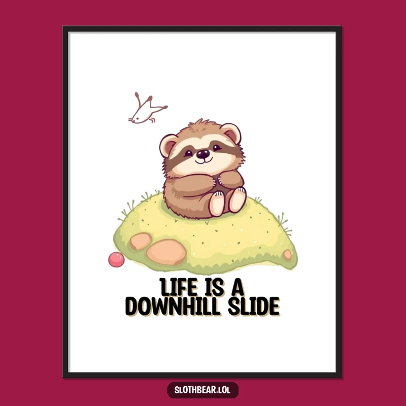 Free Printable Wall Art: Kawaii Sloth Bear Rolling Joy - Funny Downloadable Decor