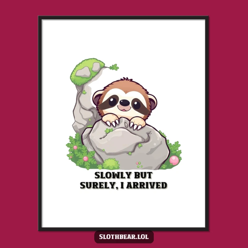 Free Printable Wall Art: Peekaboo Sloth Bear - Funny Downloadable Art