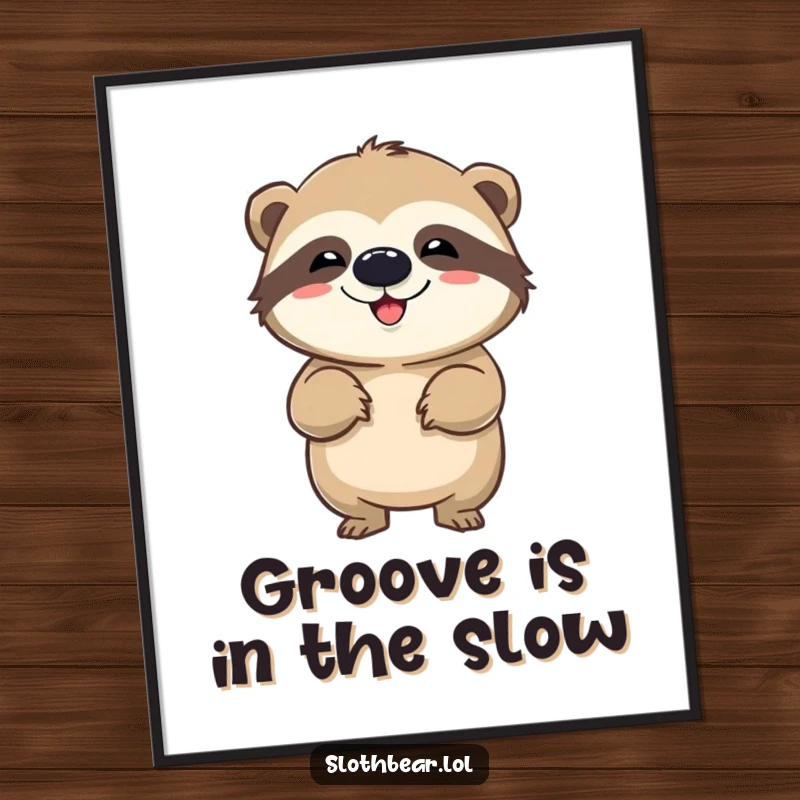 Funny Free Printable Wall Art: Sloth bear in a hilarious wiggle, adding energetic and joyful personality to your decor.