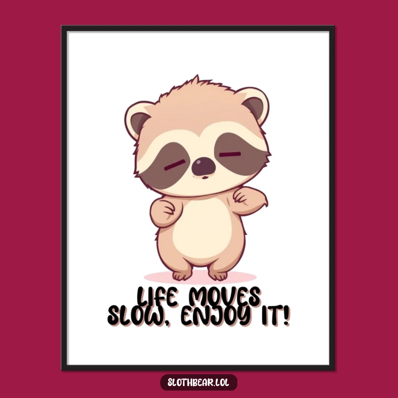 Funny Free Printable Wall Art: Sleepy Sloth Dancer - Humorous Downloadable Decor