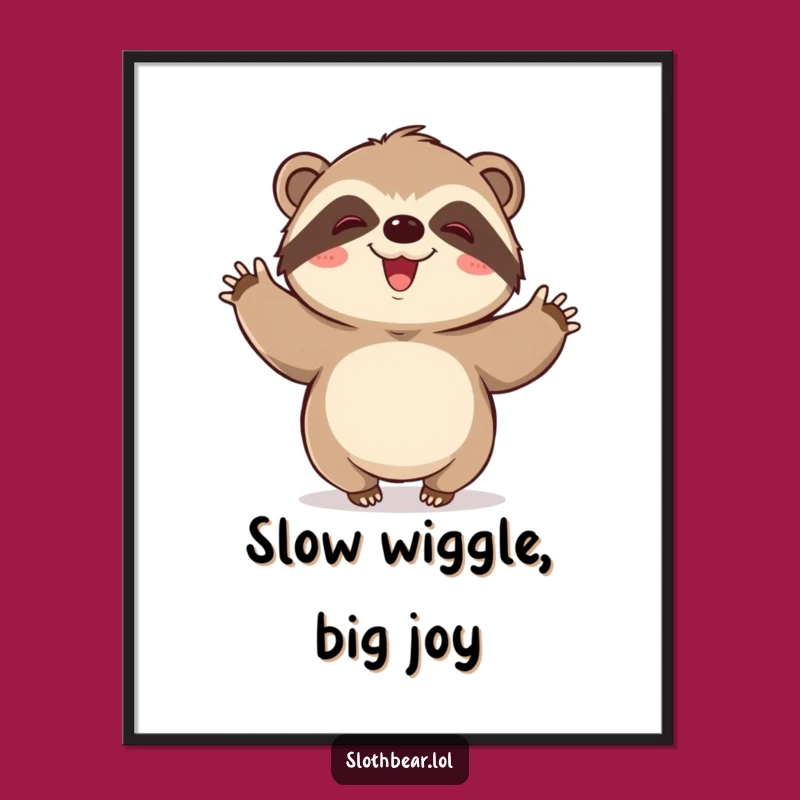 Joyful Free Printable Wall Art: Wiggling Sloth Bear - Whimsical Downloadable Decor!