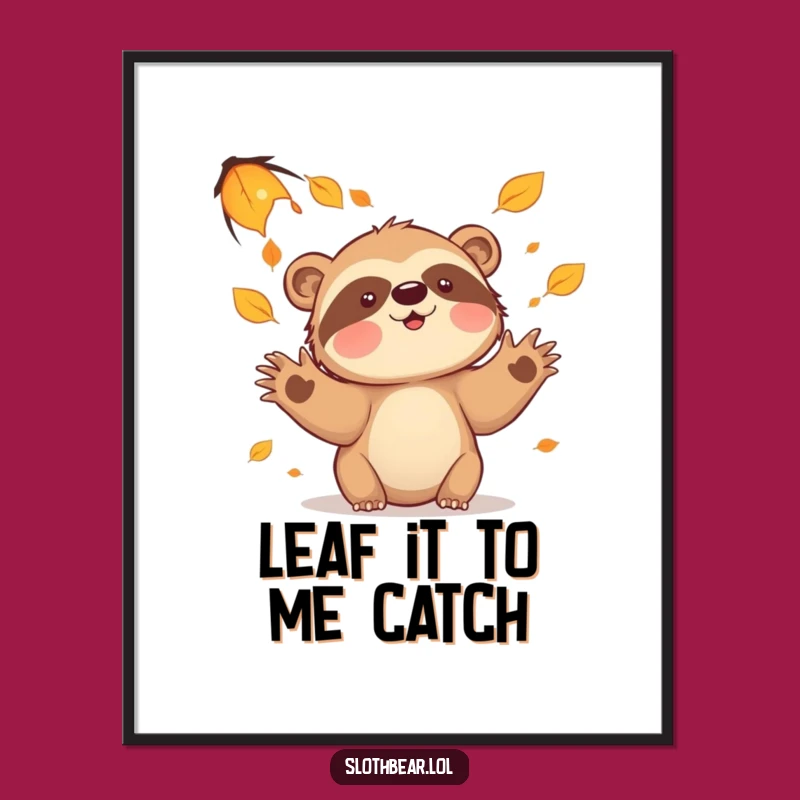 Free Printable Wall Art: Sloth Bear Leaves Downloadable Decor for Playful Spaces