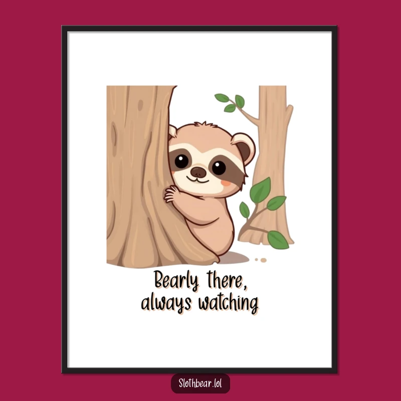 Peek-a-Boo Forest Art: Free Printable Wall Decor - Fuzzy Sloth Bear
