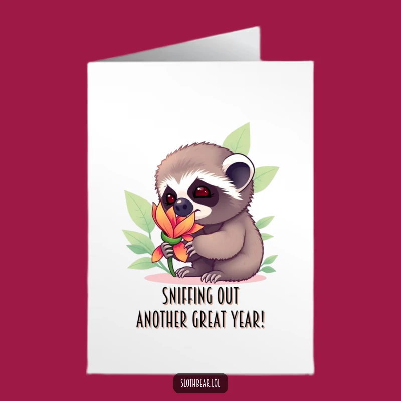 Free Printable Birthday Card: Curious Sloth Bear Cub, A Wonderfully Funny Downloadable Gift