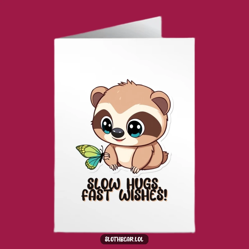 Free Printable Sloth Bear Butterfly Birthday Card - Funny Downloadable Gift