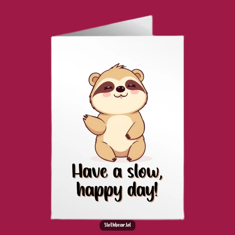 Free Printable Sloth Bear Waving Birthday Card - Funny Downloadable Gift