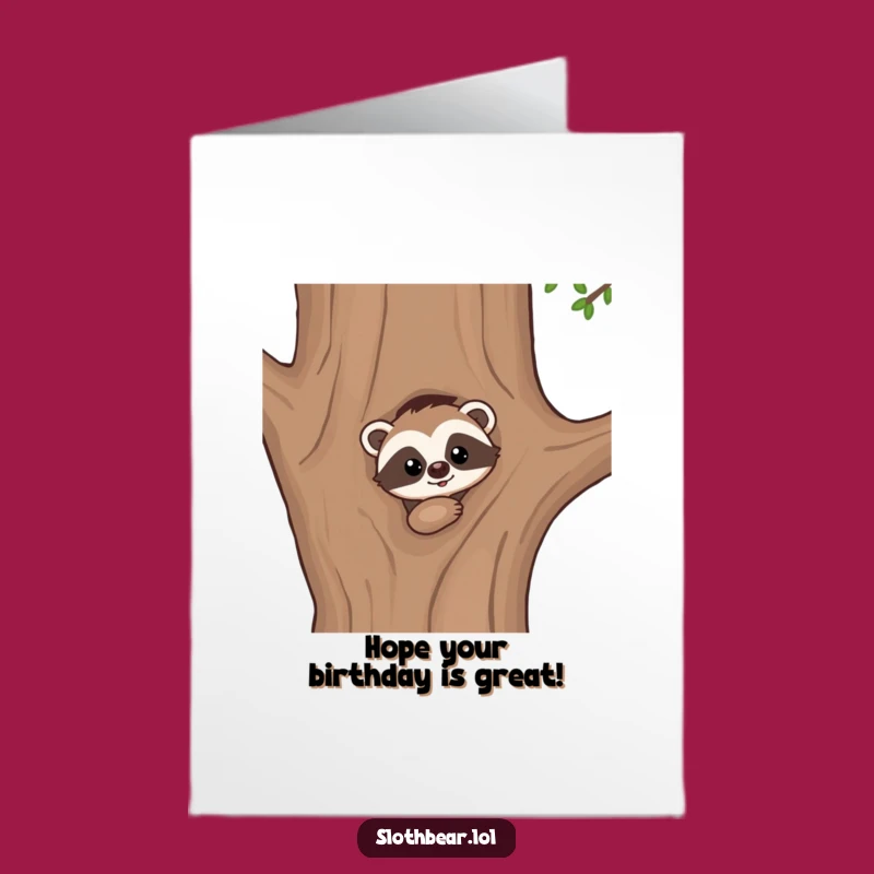 Sweet Free Printable Birthday Card: Peeking Sloth Bear - Surprise Downloadable Greeting!