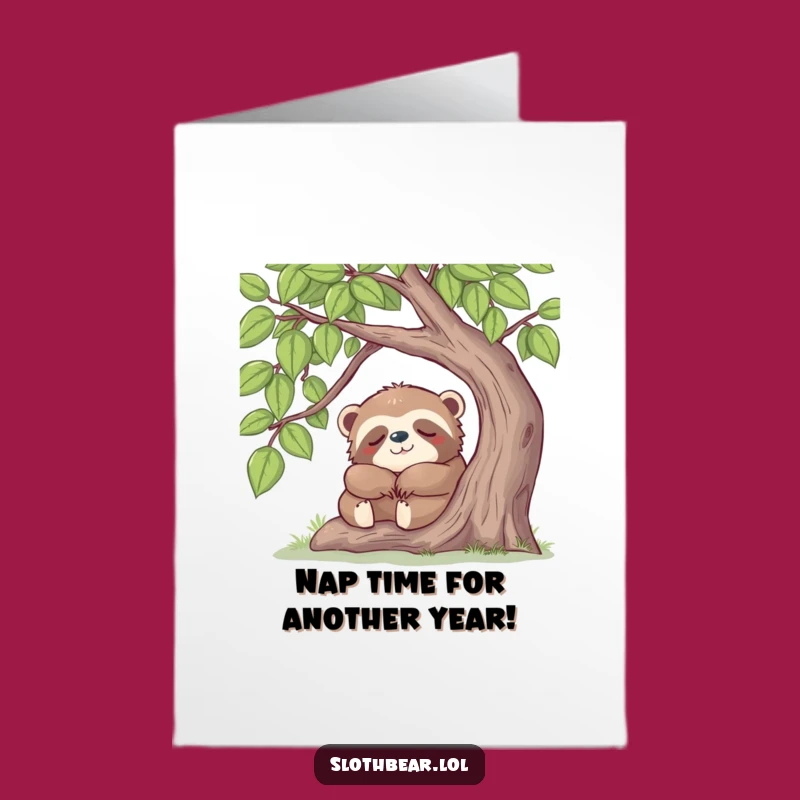 Free Printable Birthday Card: Sleepy Sloth Bear, A Cozy and Funny Downloadable Gift