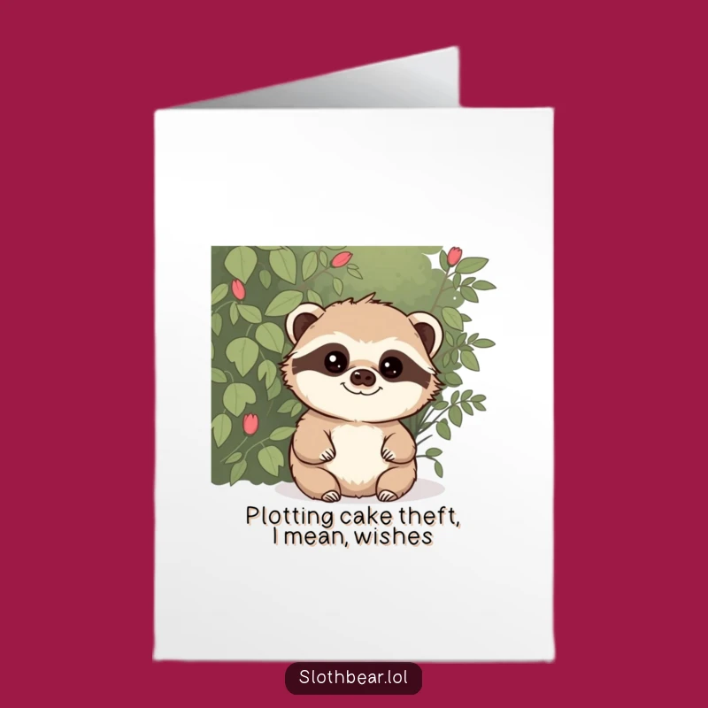 Free Printable Birthday Card: Sneaky Sloth Bear, Hilarious Downloadable Gift for Surprise Fun