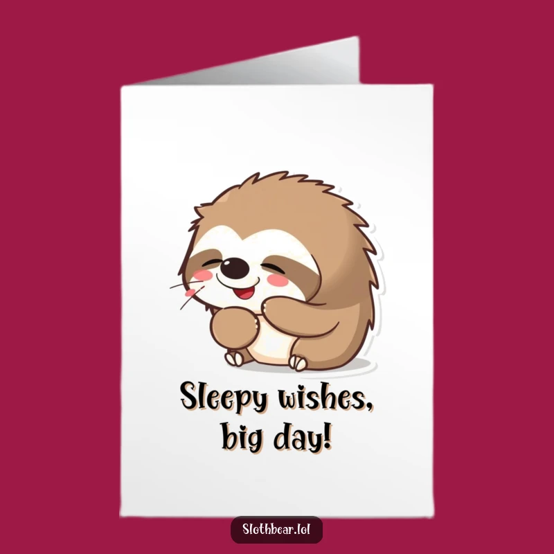 Free Printable Kawaii Sloth Bear Birthday Card - Funny Yawning Bear Downloadable Card