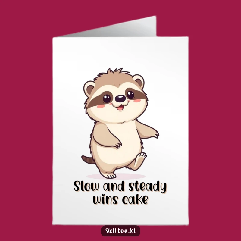 Free Printable Birthday Card: Happy Sloth Bear Shuffle Funny Downloadable Gift