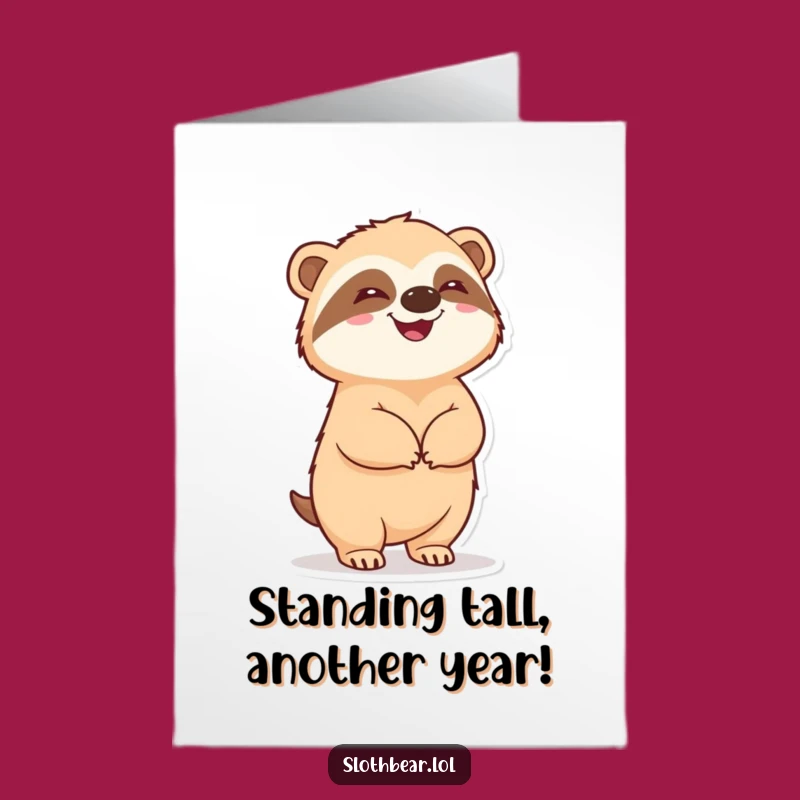 Free Printable Birthday Card: Delighted Sloth Bear, Perfect for a Joyful Downloadable Gift