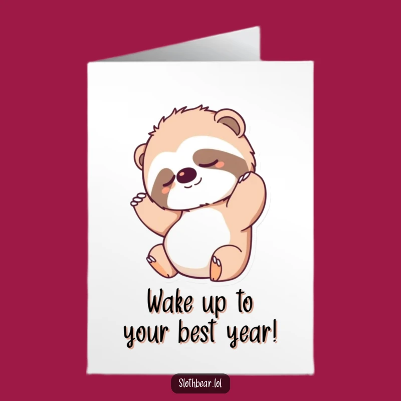 Free Printable Birthday Card: Stretching Sloth Bear - Funny Downloadable Gift