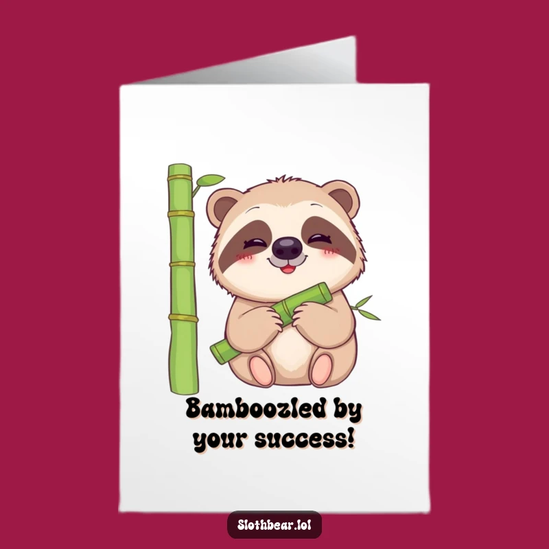 Free Printable Congrats Card: Sloth Bear Bamboo Bliss for Your Success Downloadable Gift