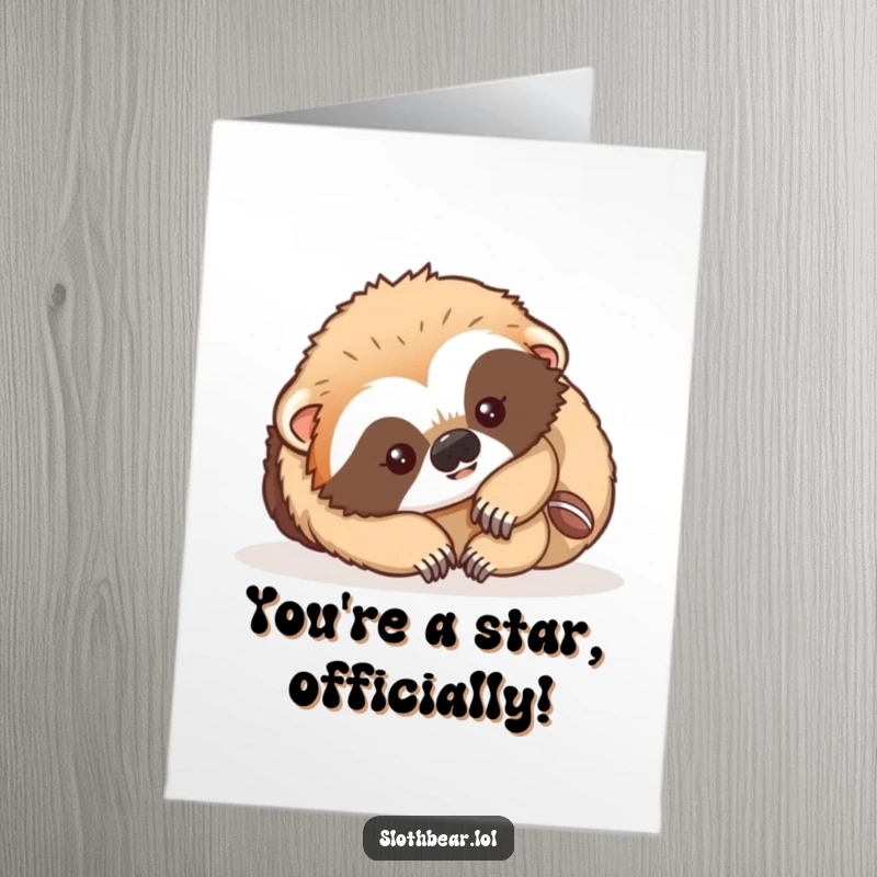 Funny Free Printable Congratulations Card: A clumsy sloth bear cub rolling and tumbling with pure, unadulterated glee. Congrats!