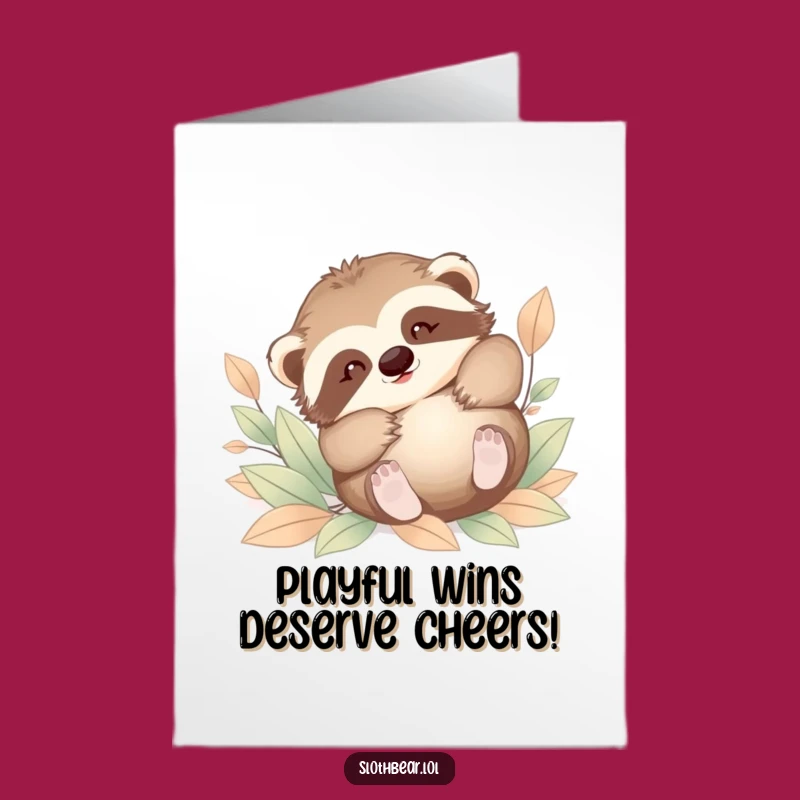 Free Printable Baby Sloth Bear Congrats Card: Playful Tumble Downloadable