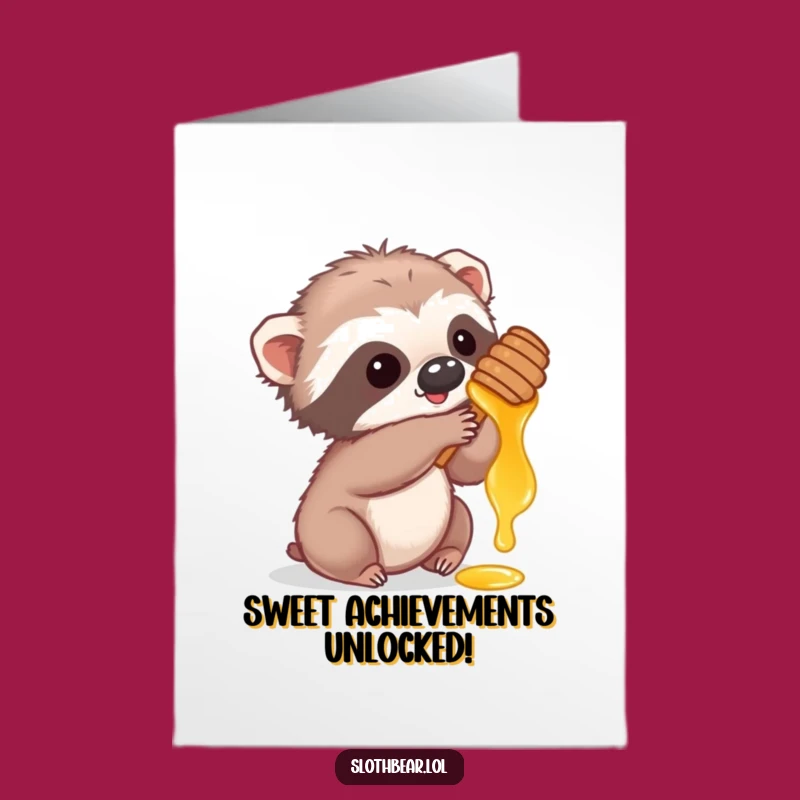 Free Printable Congrats Card: Sloth Cub, Honey, Funny Downloadable Success