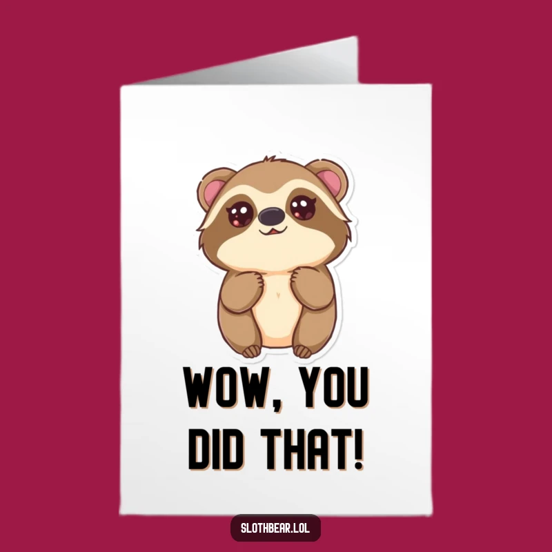 Free Printable Congrats Card: Innocent Sloth Bear Eyes for Sweet Success