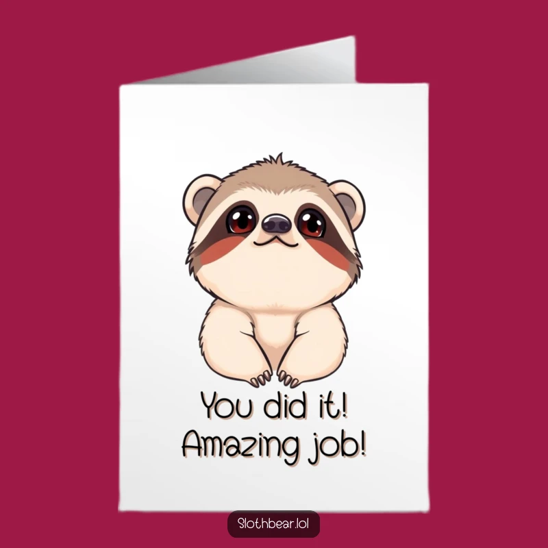 Free Printable Congrats Card: Curious Sloth Bear Cub - Fun Downloadable Greeting