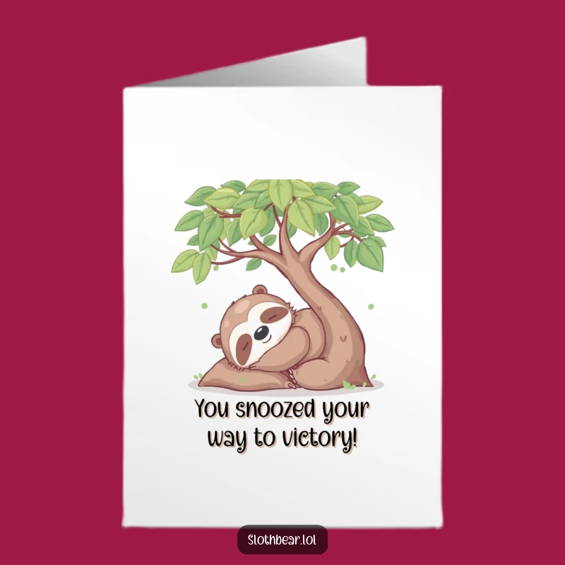 Free Printable Congrats Card: Sloth Bear's Relaxed Win Downloadable Gift