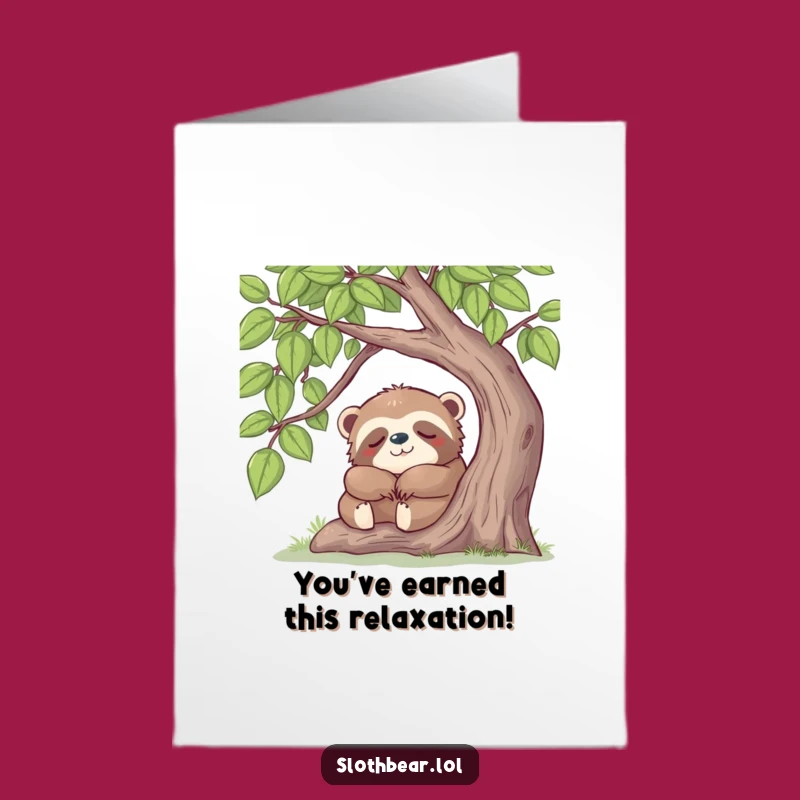 Free Printable Congrats Card: Sleepy Sloth Bear, A Relaxing Downloadable Gift for Peaceful Times