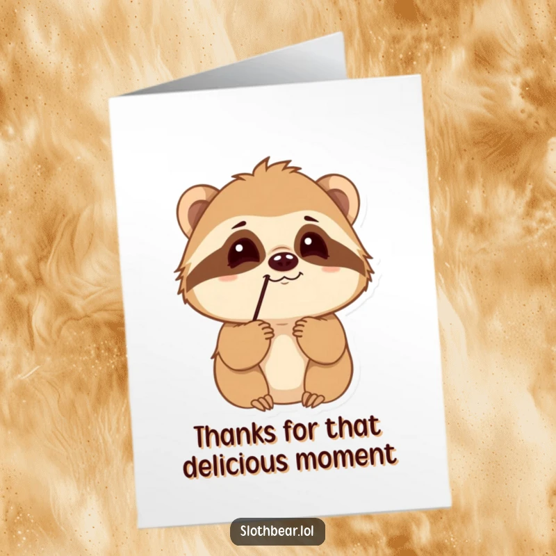 Funny Free Printable Thank You Card: A curious sloth bear sniffs the air, perhaps catching the scent of your sincere appreciation.